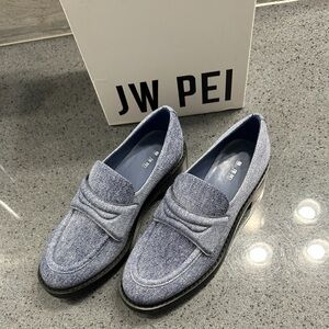 JW PEI Women’s Textured Blue/Gray Loafers